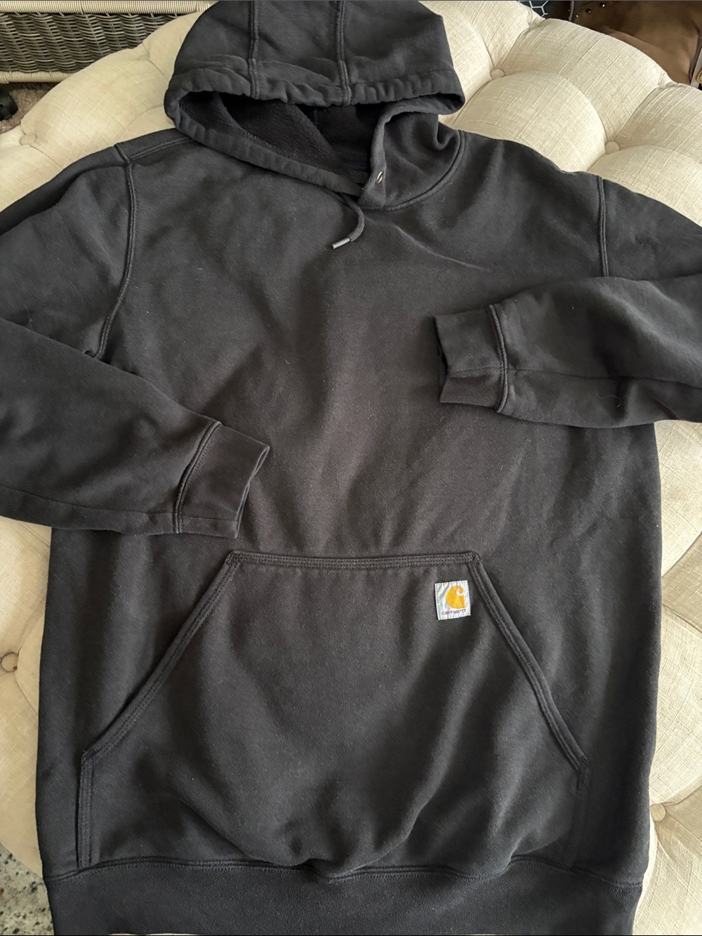 Carhartt Men's Black Pullover Hoodie with Logo Patch